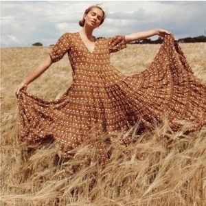 Daughters of India Chaaya Maxi Dress in Chai Handmade Size Small